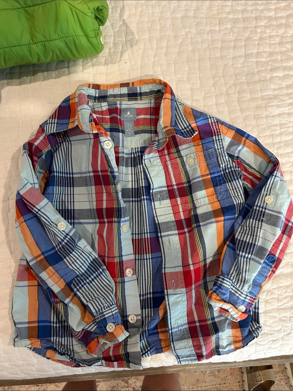 GAP Boys Plaid Button-Down Shirt in Blue, Red, Orange, Navy